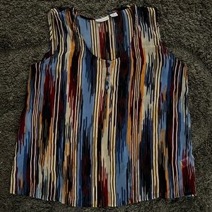 Liz Claiborne Sheer Striped Button-Up Tank Top Size XL